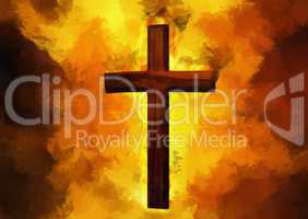 Flaming Cross Christian Art