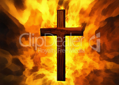 Flaming Cross Christian Art