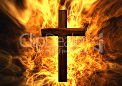 Flaming Cross Christian Art Picture and Paiting Combination