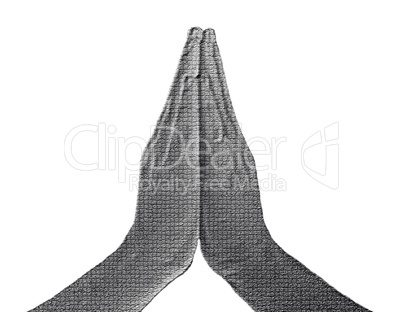 Praying Hands Front on White