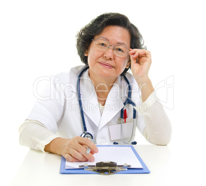 Asian senior female doctor