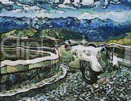 Vintage cars (oil painting)