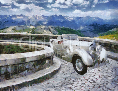 Vintage cars (oil painting)