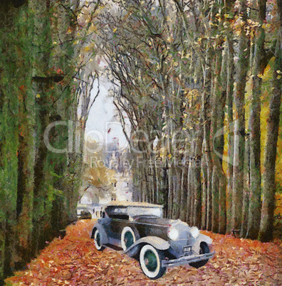 Vintage cars (oil painting)