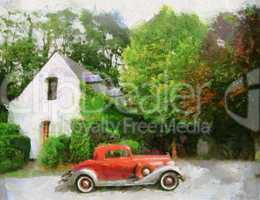Vintage cars (oil painting)