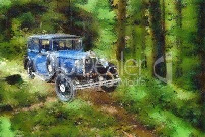 Vintage cars (oil painting)