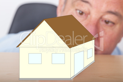 Man looks at model home