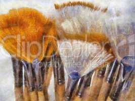 Oil Painting of Artistic Painting Brush Display