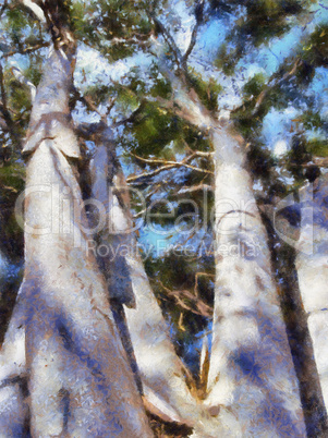 White Barked Tree Oil Painting