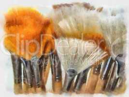 Water Painting of Artistic Painting Brush Display