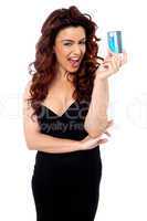 Fashionable woman holding cash card