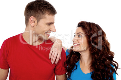 Admiring love young couple, closeup shot