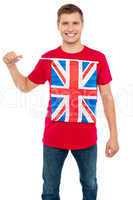 Cool guy with idea of UK flag on t-shirt