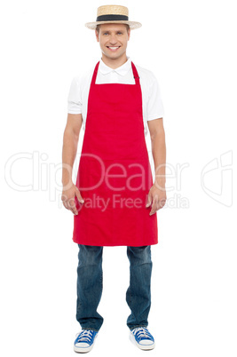 Chef with a hat isolated against white background