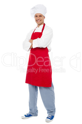 Full length portrait of chef posing in style