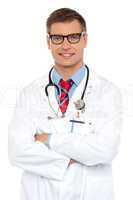 Attractive portrait of confident male doctor