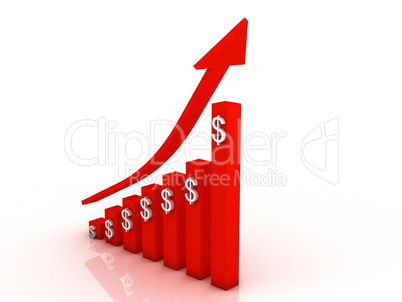 3d graph showing rise in profits or earnings $