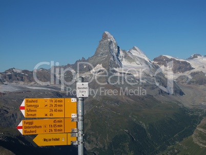Signpost On The Oberrothorn, Matterhorn