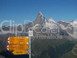 Signpost On The Oberrothorn, Matterhorn