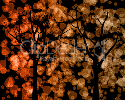 Tree Silhouettes with Autumn Leaves Background