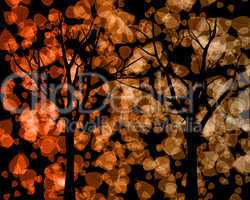 Tree Silhouettes with Autumn Leaves Background