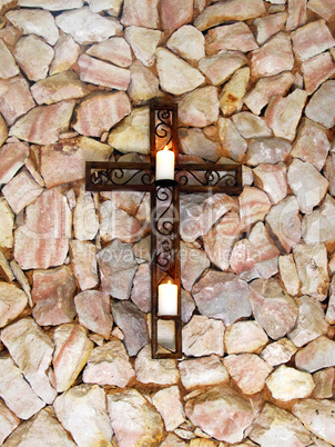 Christian Cross with Candles