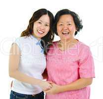 Asian senior mother and daughter