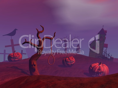 Purple halloween scene