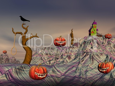 Colorful halloween scene