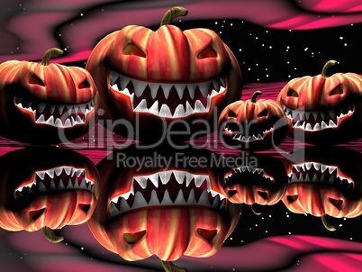 Halloween pumpkins by night