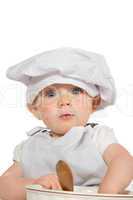 Adorable baby in chefs hat