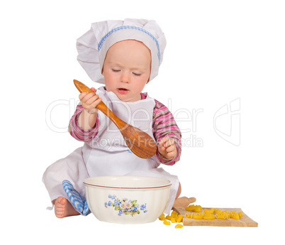 Young chef baking