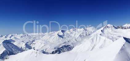 Panorama of snowy mountains in nice day