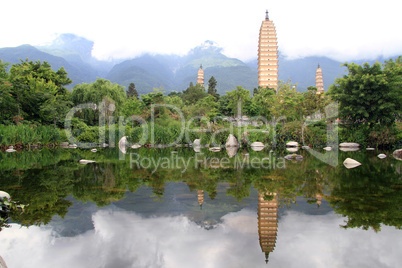 Pond and three pagodas