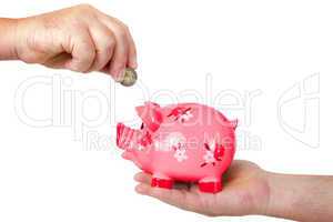 Put money in piggy bank