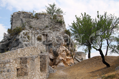 Stone wall and rock