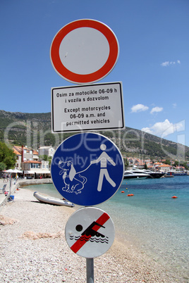 Signs on the beach