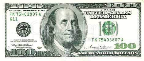 Closed Eyed Franklin 100 US Dollar Bill