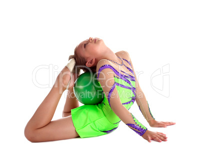 kid with gymnastic ball  show stretch isolated
