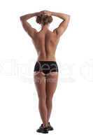 Young strong woman show athletic spine