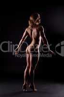 Nude strong woman body builder silhouette