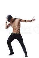 strong man dance striptease in hat