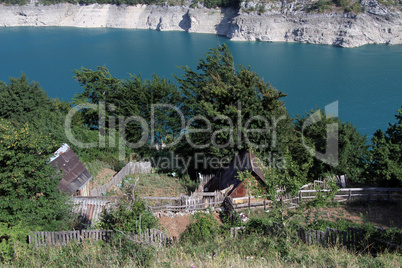 Houses near lake