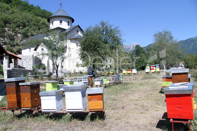 Beehives and church