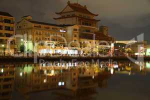 Big buddhist temple on the bank of Tainan canal
