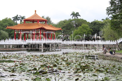 Pagoda on the lotus pond in City park