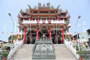 Staircase and facade of buddhist temple