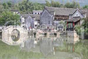 Lake and bridge in Shexian