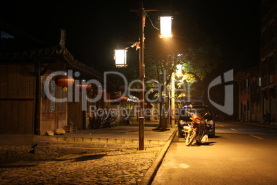 Night street in Dajun, China