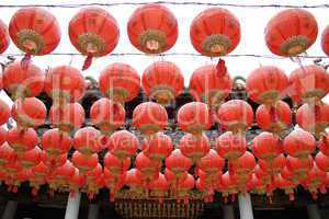 A lot of red chinese lamps